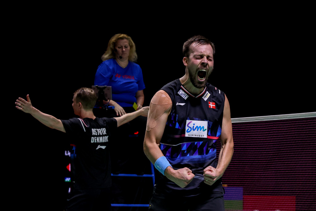 Rasmussen letting out a roar after sealing a place in the final.